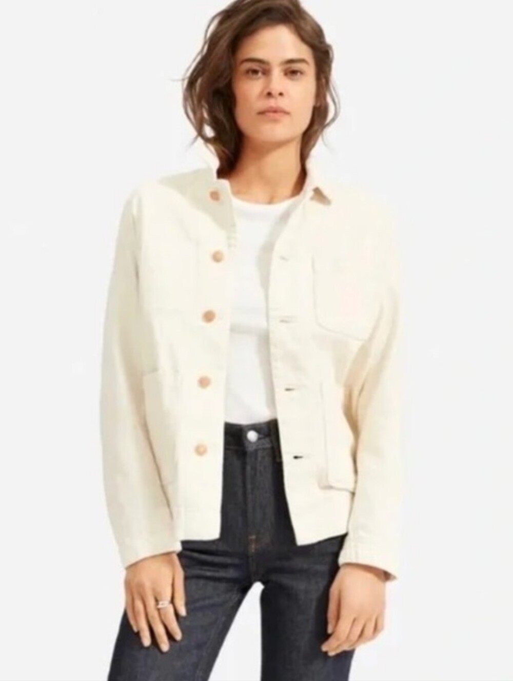 Everlane Denim "Chore Jacket" In Bone, XS